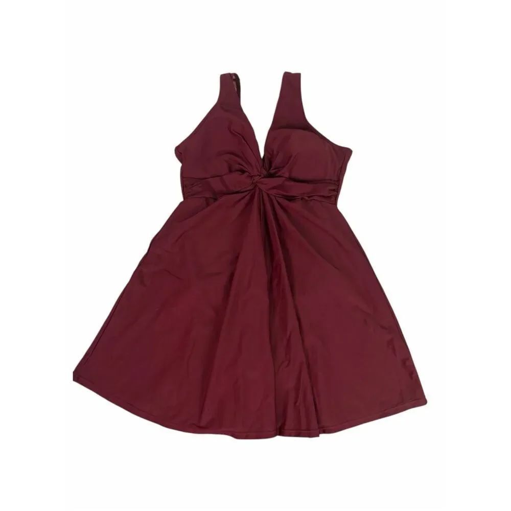 Shapermint Women’s Essentials Swim Dress size Small Burgundy